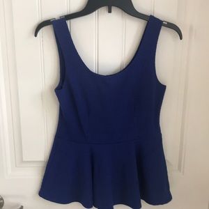 Blue scoop neck peplum tank